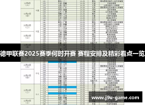 德甲联赛2025赛季何时开赛 赛程安排及精彩看点一览
